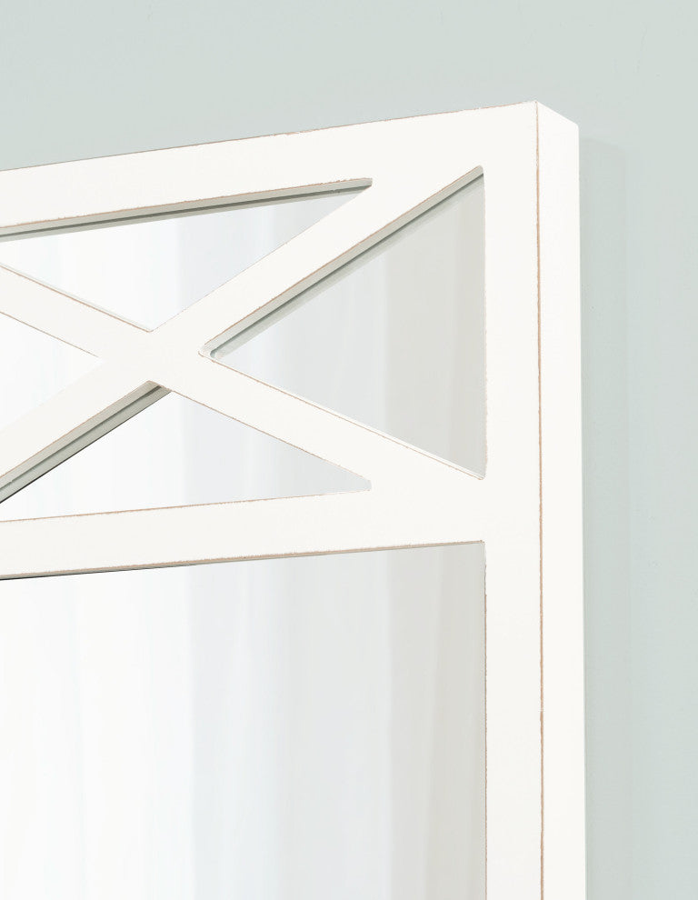 Thacker Framed Wall Mirror, White, 22"x40"