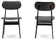 Debbie Mid-Century Dark Brown Wood Gray Fabric Dining Chair, Set of 2