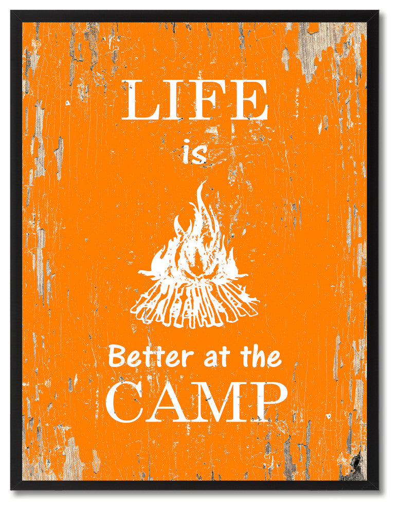 Life Is Better At The Camp Inspirational, Canvas, Picture Frame, 28"X37"