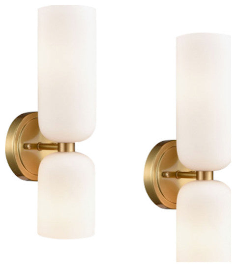 Modern Gold 2-Light Wall Sconce Vanity Light, Set of 2