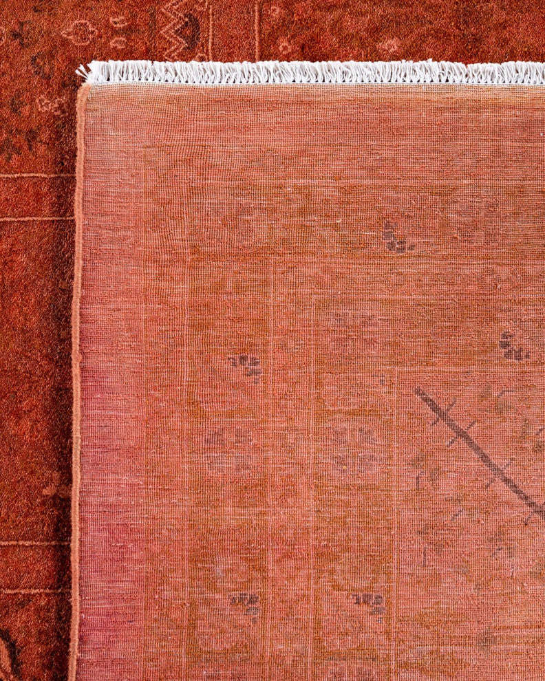 Overdyed, One-of-a-Kind Hand-Knotted Area Rug Pink, 12'4"x16'4"