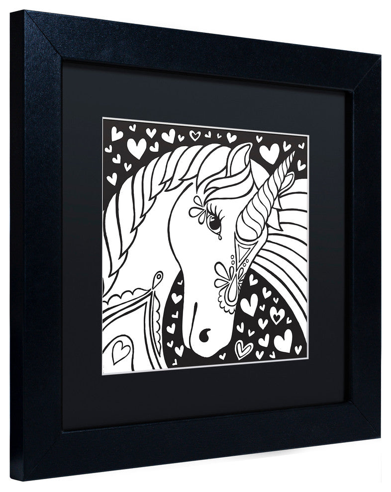 Hello Angel 'Sweet Unicorn' Art, Black Frame, Black Mat, 11x11