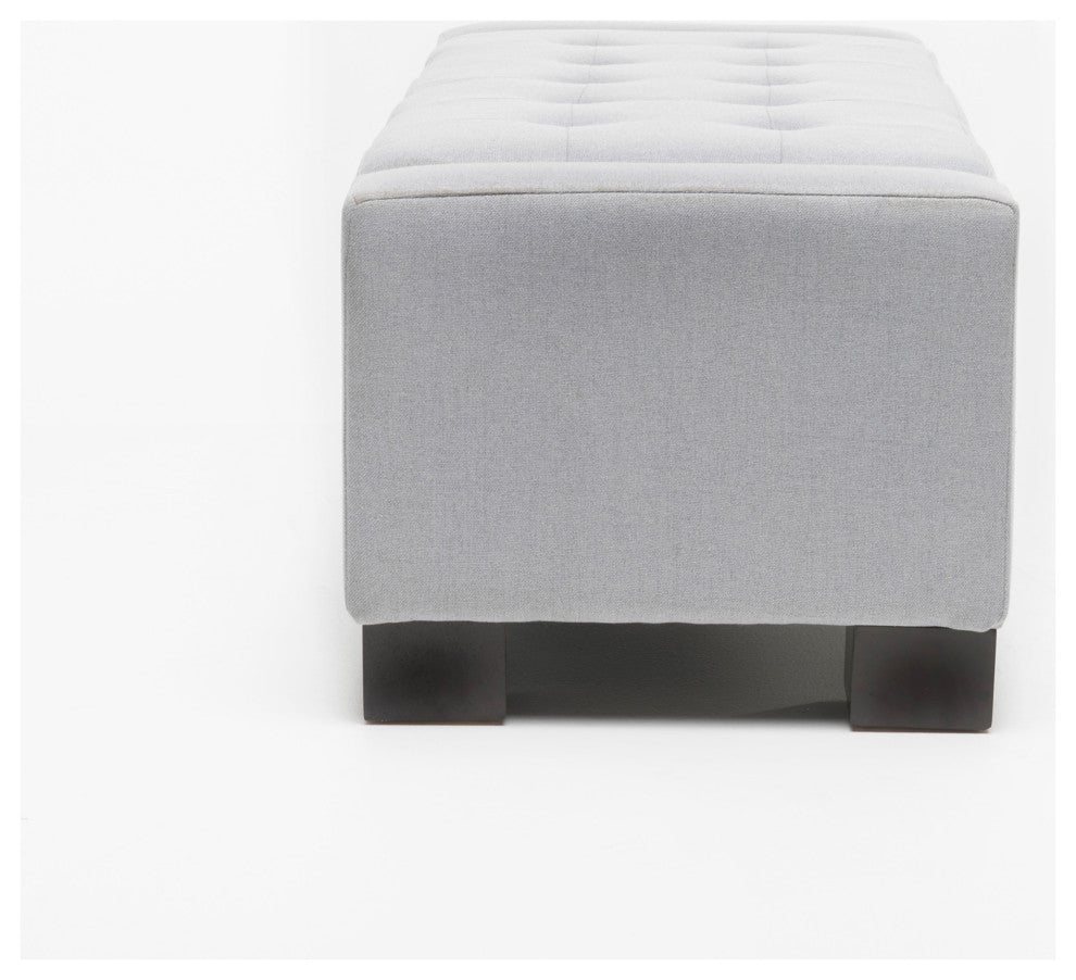 GDF Studio Guernsey Contemporary Tufted Fabric Storage Ottoman Bench, Light Gray
