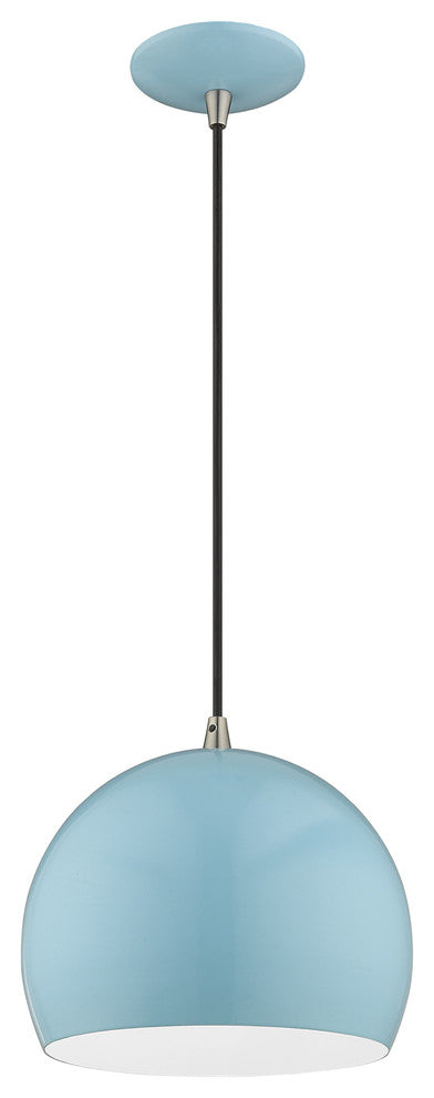 Livex Lighting Shiny Baby Blue 1-Light Mini Pendant