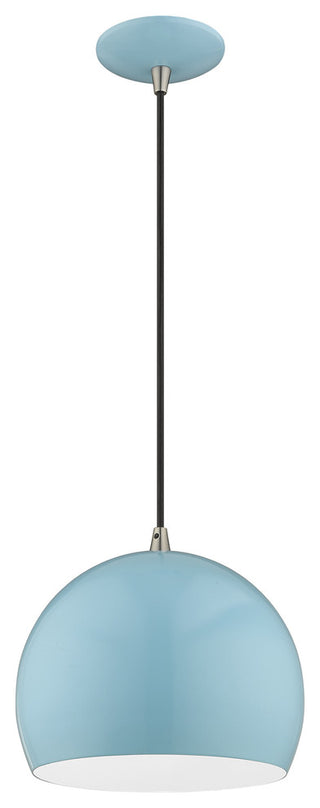 Livex Lighting Shiny Baby Blue 1-Light Mini Pendant