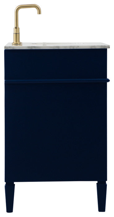 Home Living Vanity with Carrara White Marble Countertop, Blue, 72", Double Sink