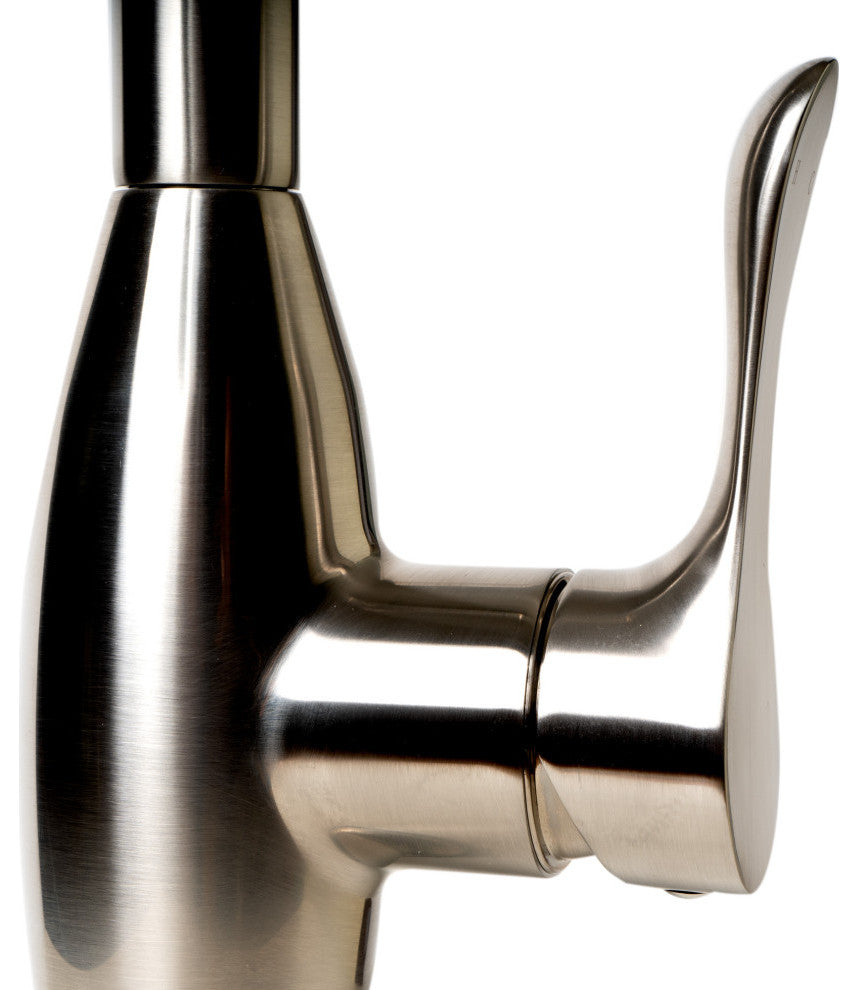 Brushed Nickel Traditional Gooseneck Pull Down Kitchen Faucet