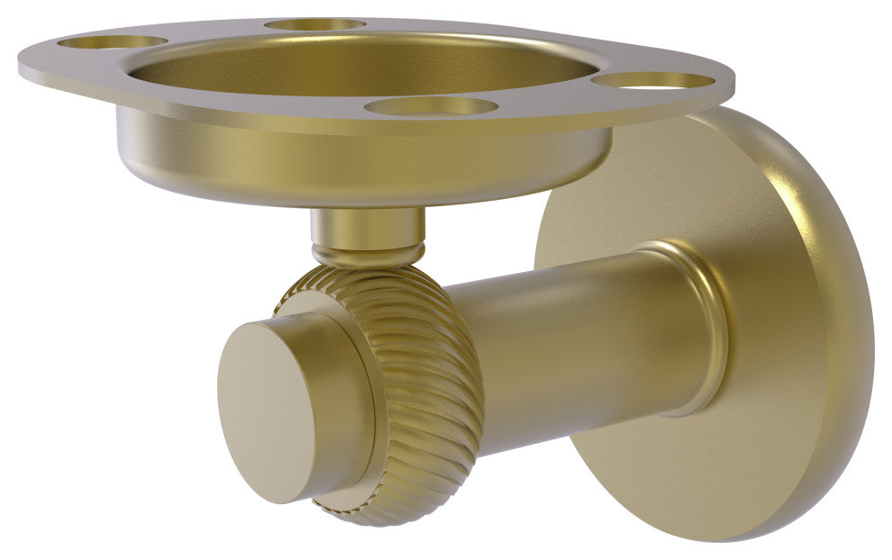 Mercury Tumbler and Toothbrush Holder with Twisted Accents, Satin Brass