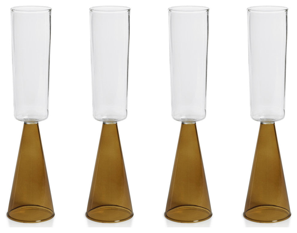 Viterbo Champagne Flutes, Set of 4, Amber