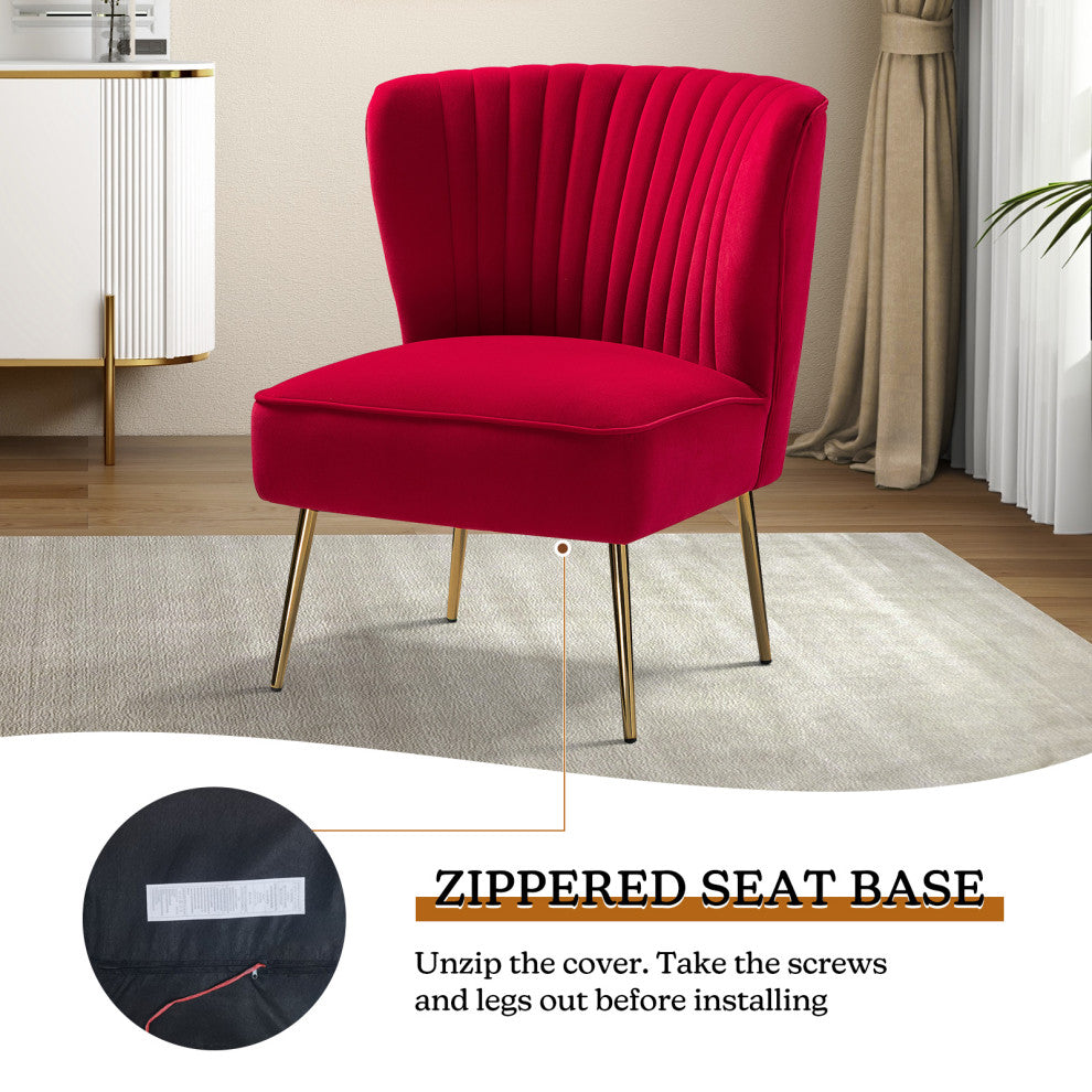 Velvet Accent Dining Chair, Red