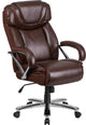 500 lb. Rated Brown Leather Executive Swivel Chair With Extra Wide Seat