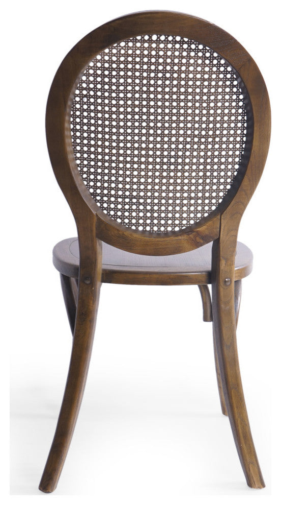 Lampman Elm Wood and Rattan Dining Chair, Set of 2, Brown