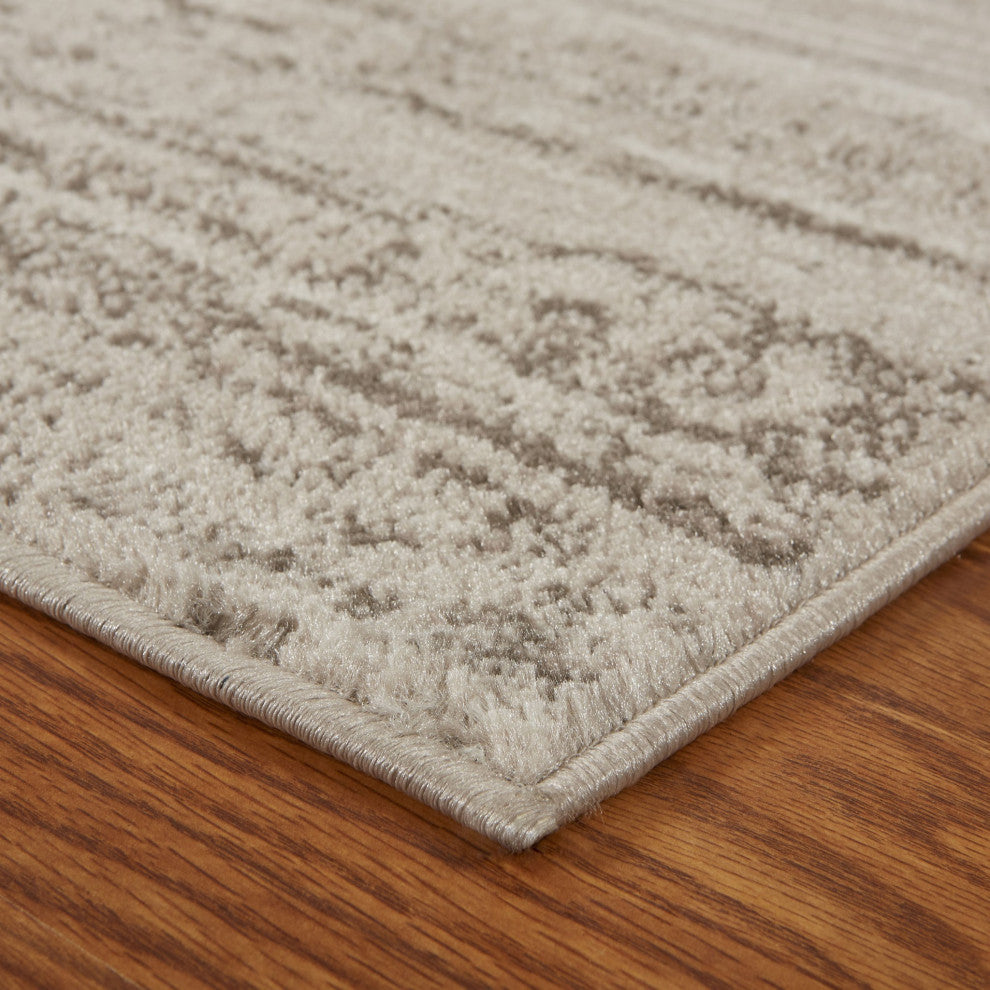 5' x 7' Beige Abstract Striations Area Rug