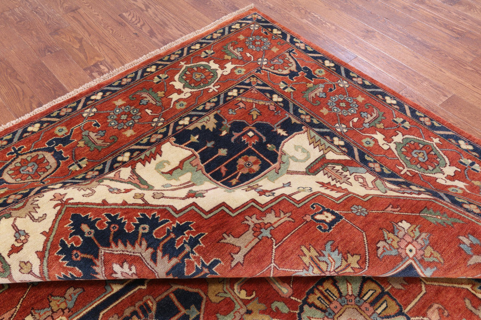 Heriz Serapi Handmade Wool Rug 9' 11" X 13' 11" - Q16006