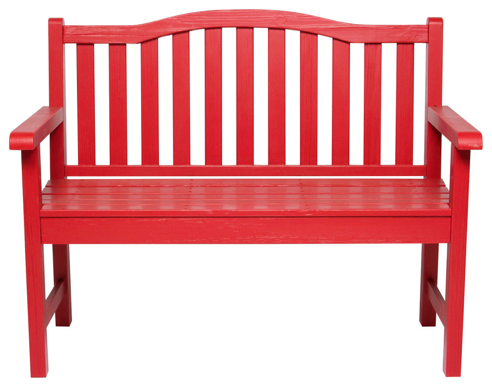 Shine Company Belfort II Garden Bench With HYDRO-TEX, Chile Red