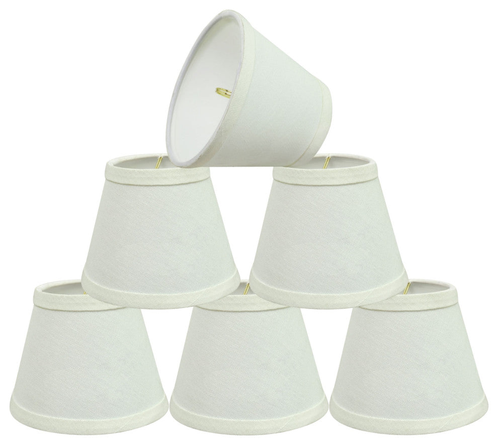 32060-6 Small Hardback Empire  Chandelier Clip On Lamp Shade White 3"x5"x4"