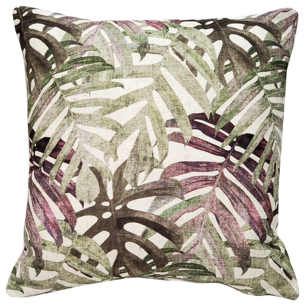 Pattaya Purple Palm Throw Pillow 20x20, with Polyfill Insert