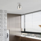 Stockton 1 Light Brushed Nickel Globe Semi-Flush