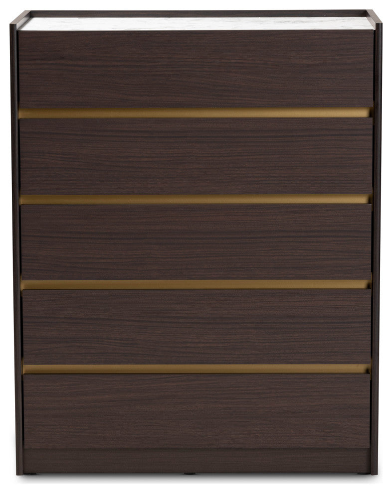Mendoza Modern Contemporary Dark Brown Marble Effect Chest