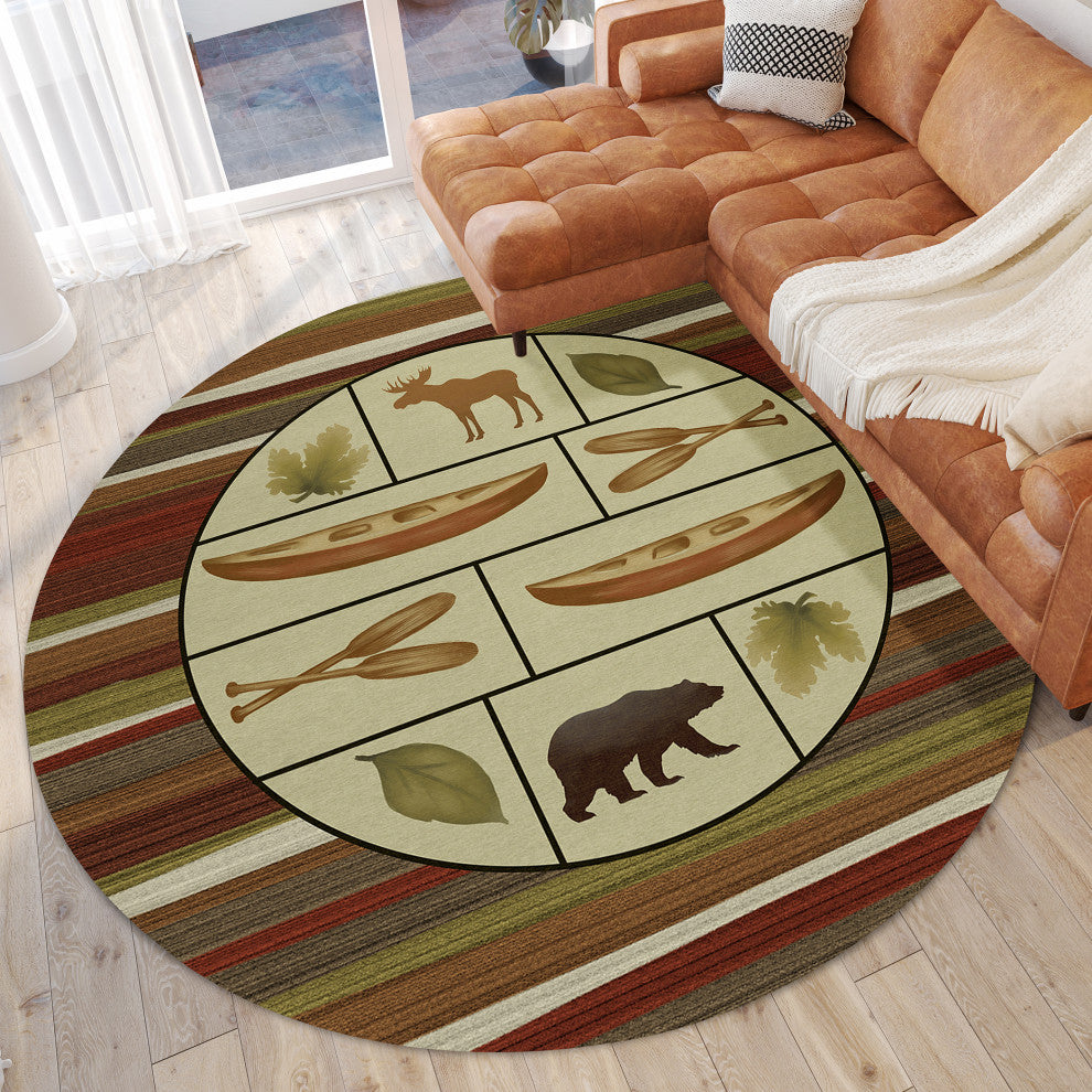 Indoor/Outdoor Excursion EX3 Canyon Machine Washable 8' x 8' Round Rug