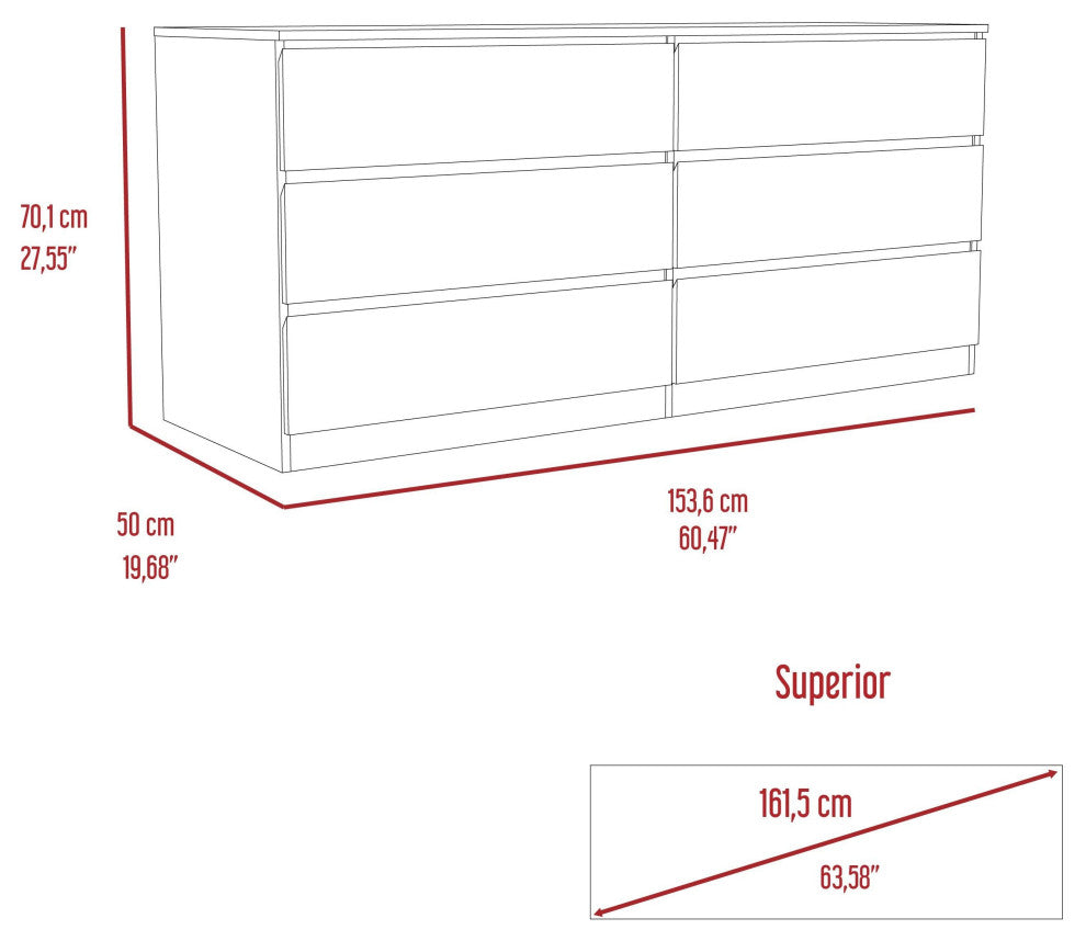 Tryon 2-Piece Bedroom Set, Dresser and Double Dresser, Black