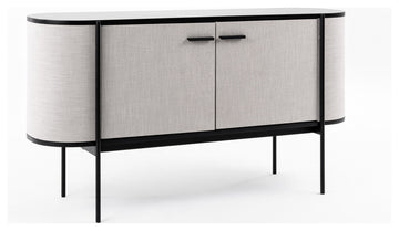 Modrest Hobart Modern Beige Fabric and Black Metal Buffet