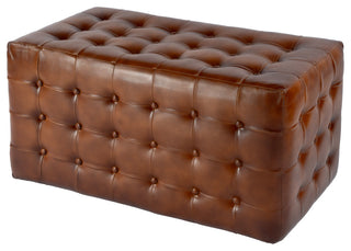 Full product on a uniform white background showing the side/front of the tufted bench.