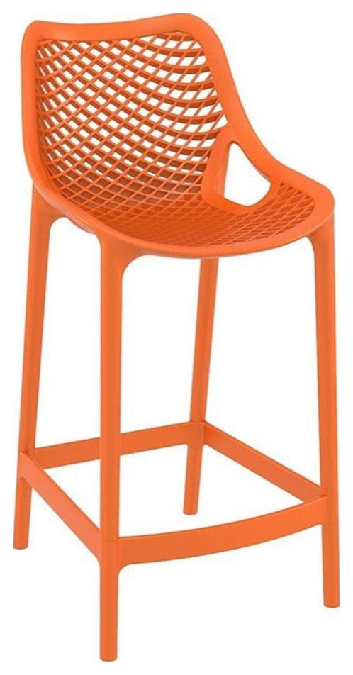Home Square Patio Counter Stool in Orange Finish - Set of 2