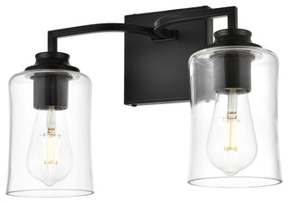 2 Light Black And Clear Bath Sconce