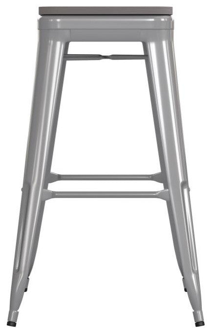 Kai Commercial Grade 30"H Metal Counter Stool, Silver/Gray