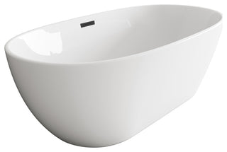 Aaron 59" Soaking Bathtub, Glossy White With Matte Black Trim