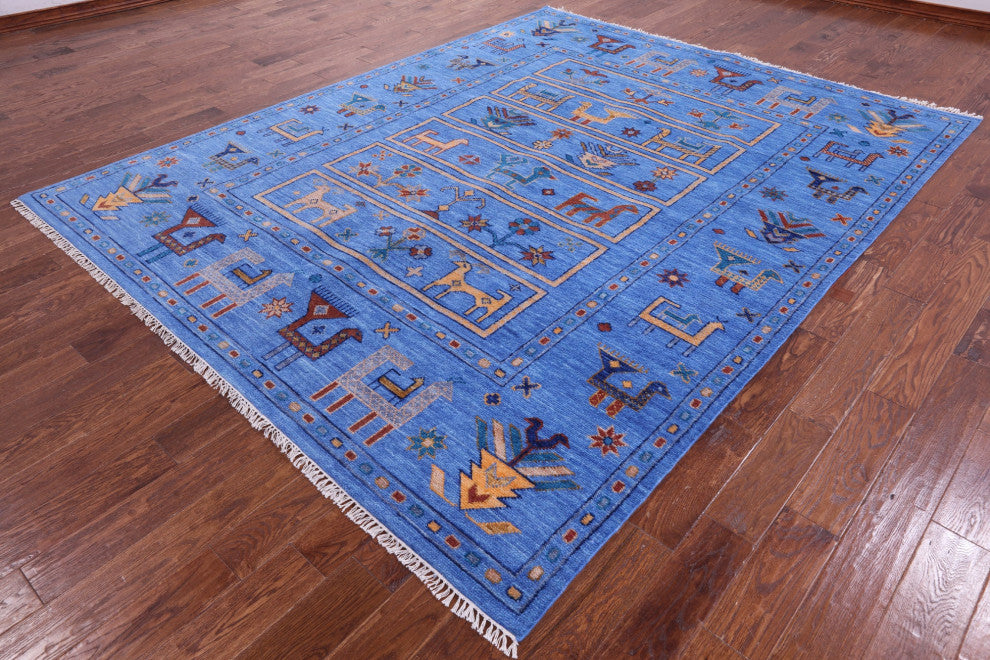 Persian Gabbeh Tribal Handmade Wool Rug 8' 2" X 10' 3" - Q13606