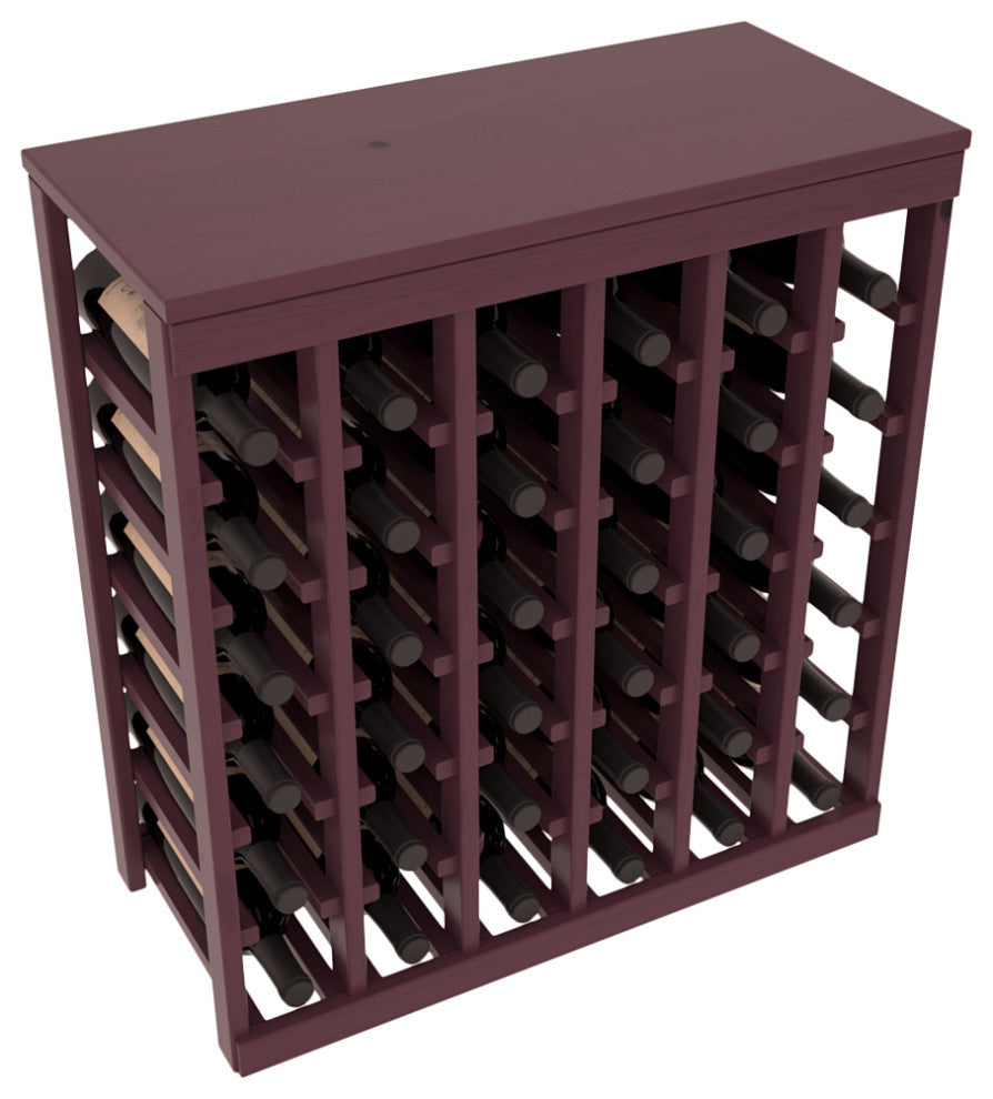 36-Bottle Kitchen Wine Rack,  Pine, Burgundy + Satin