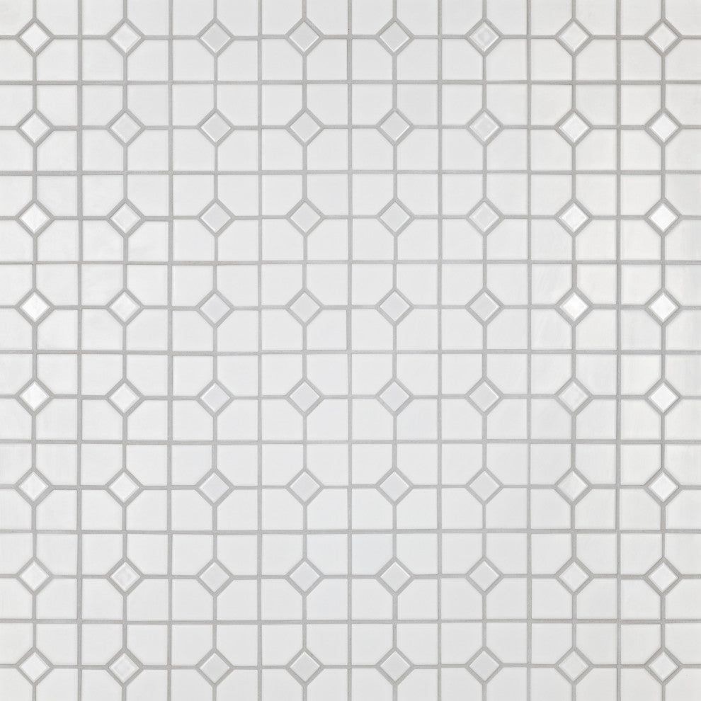 Oxford Matte White w/ Glossy White Dot Porcelain Floor and Wall Tile