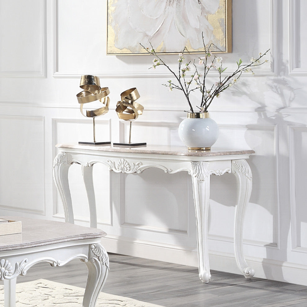 Ciddrenar Sofa Table, Marble Top and White
