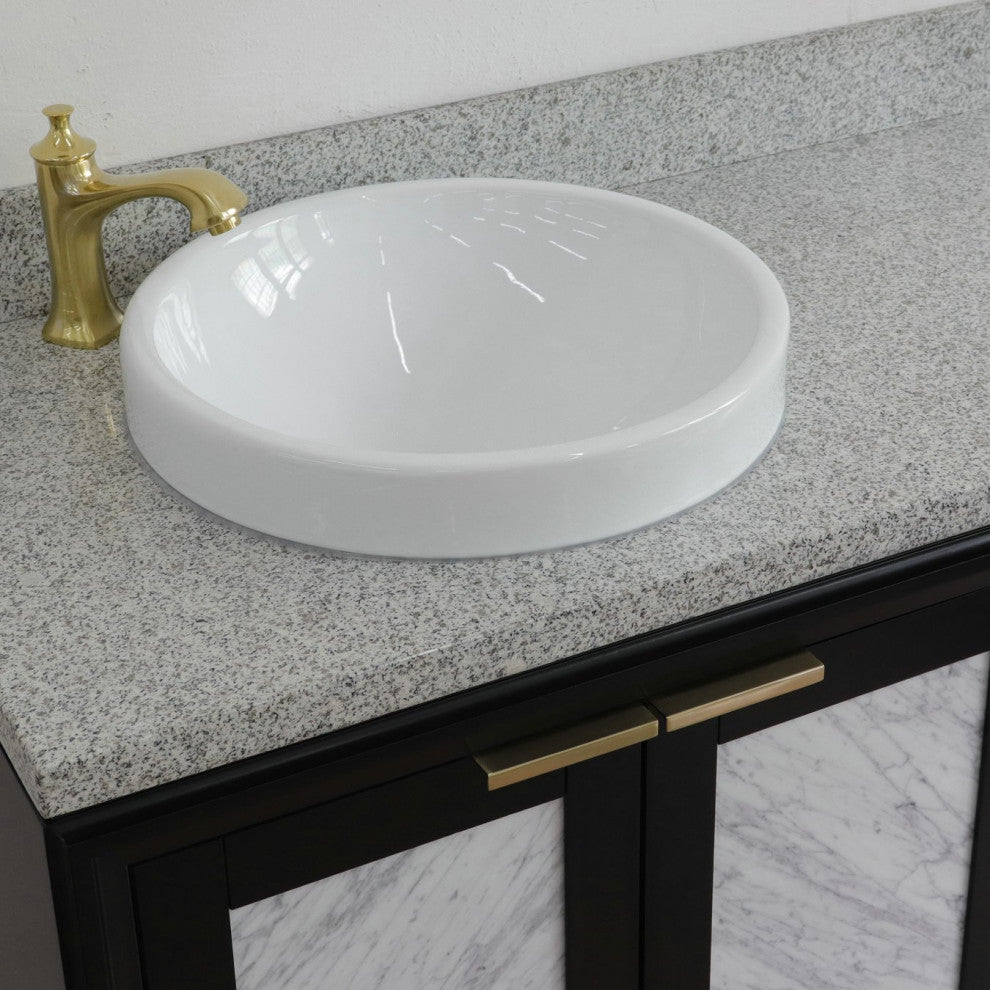 43" Single Vanity, Black Finish With Gray Granite