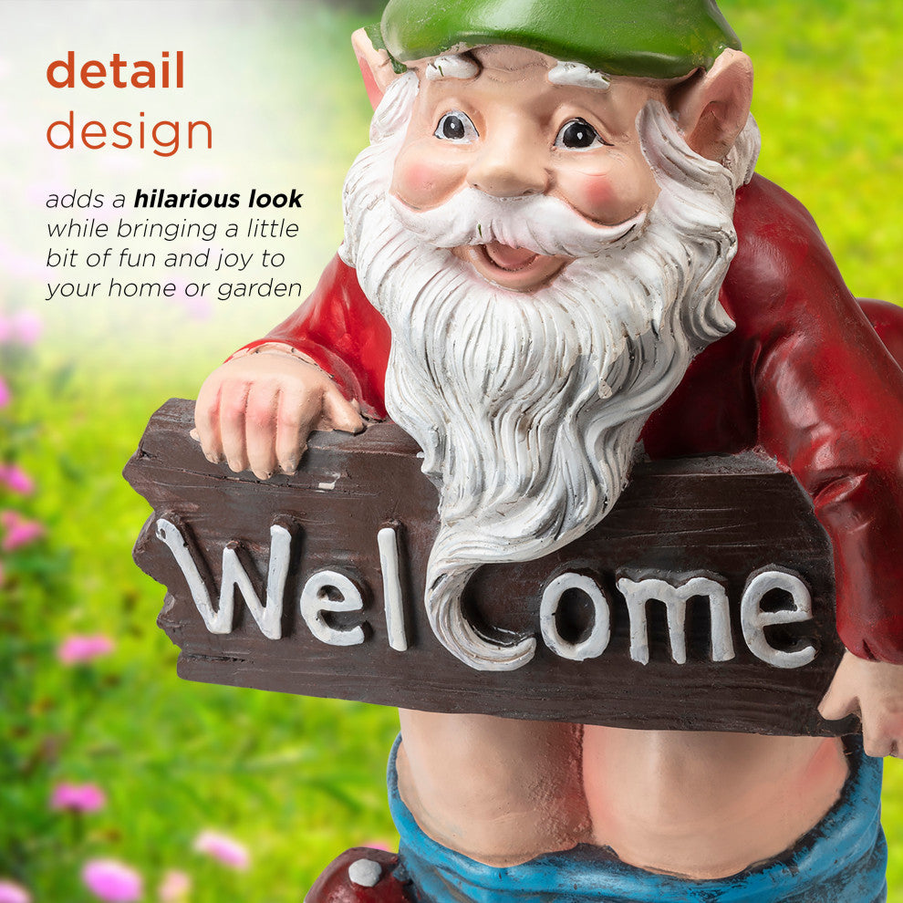 Mooning "Welcome" Gnome With Pants Down Statue