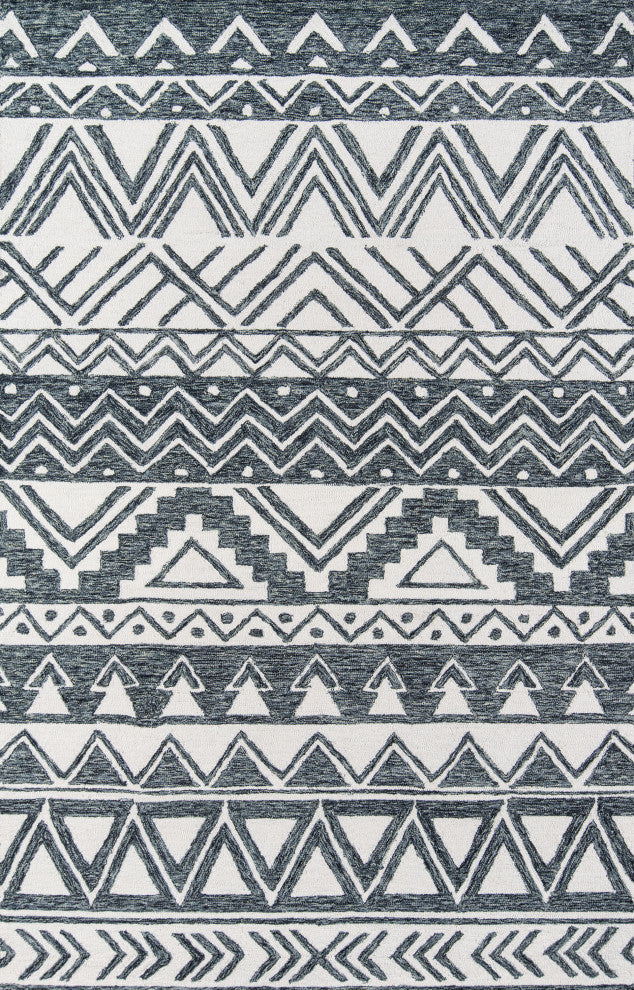 Momeni Mallorca Wool Hand Hooked Charcoal Area Rug 5'x8'