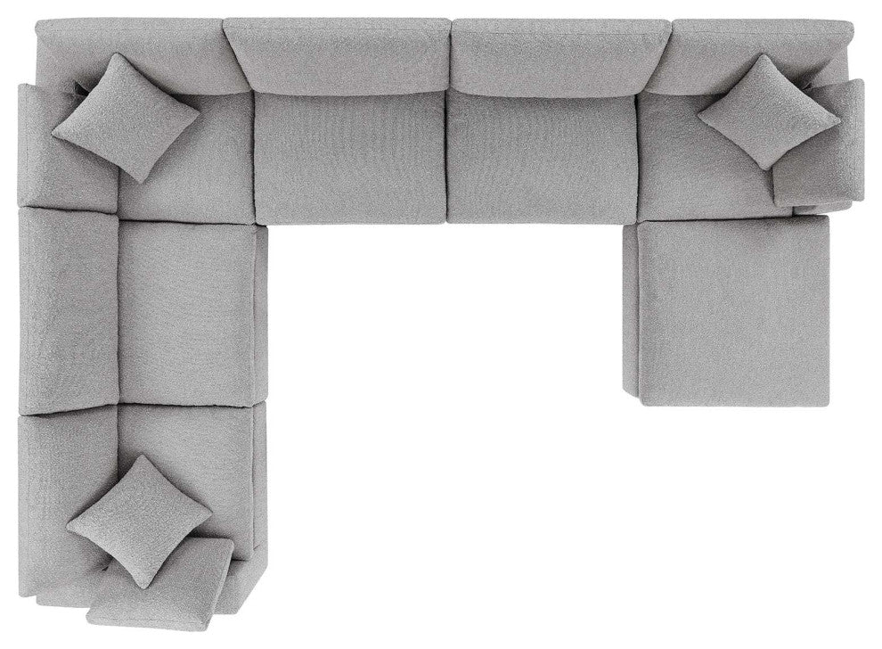 Commix Down Filled Overstuffed Boucle 7-Piece Sectional Sofa, Light Gray