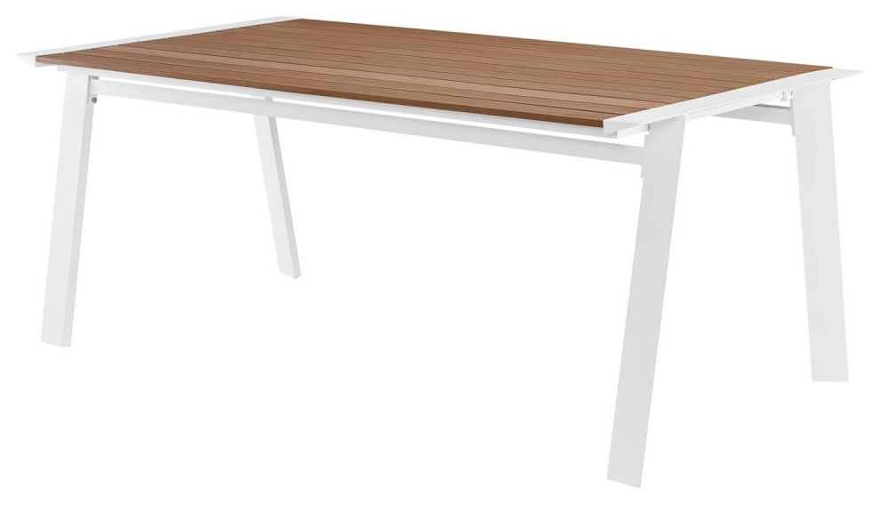 Side Dining Chair and Table Set, Aluminum, Metal, White Gray, Outdoor
