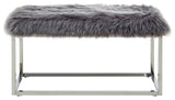 Astraea Faux Fur Metal Frame Ottoman Bench, Grey