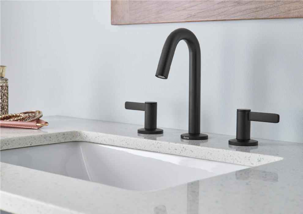 Amalfi Two Handle Widespread Lavatory Faucet, Satin Black