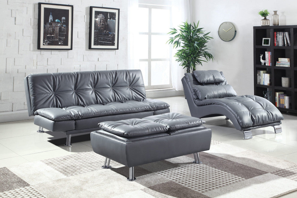 Upholstered Sofa Bed with Adjustable Armrests, Gray