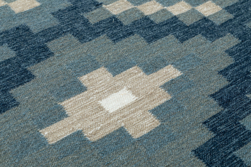 NuStory Mosaic Panja Hand-Made Contemporary Area Rug in Green, 5' x 8'