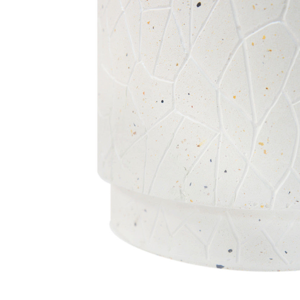 GDF Studio Outdoor Terrazzo Drum-Shaped End Table, White