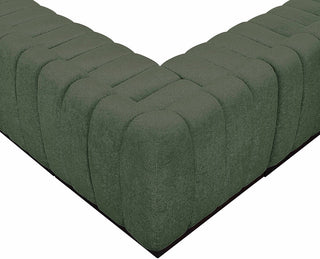 Quinn Chenille Upholstered 7-Piece L-Shaped Modular Sectional, Green