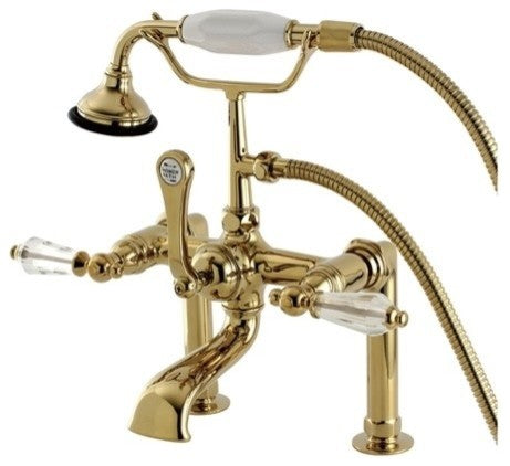 Aqua Vintage Deck Mount Clawfoot Tub Faucet, Polished Brass