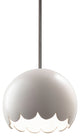 Radiance Scallop Pendant, Matte White, Brushed Nickel, Rigid Stem, E26