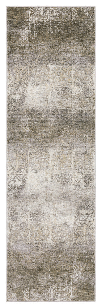 Noble Industrial Abstract Ivory/ Grey Indoor Area Rug, Ivory, 2'3"x7'6"