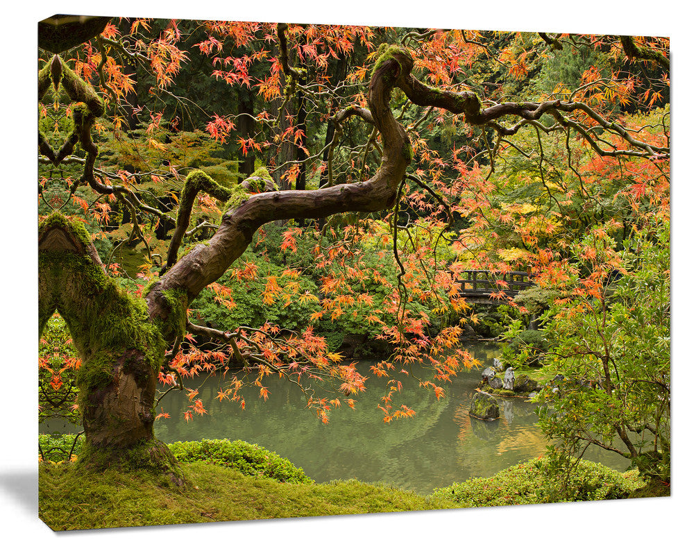 Japanese Garden Fall Season, Large Landscape Canvas Art, 20"x12"